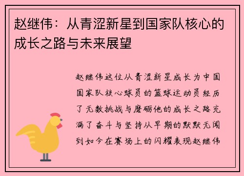 赵继伟：从青涩新星到国家队核心的成长之路与未来展望